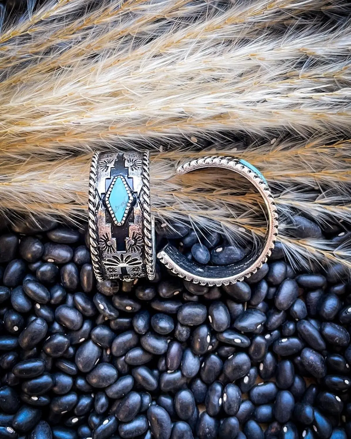Nova Stud Hoop Fashion Earring in Silver/Turquoise