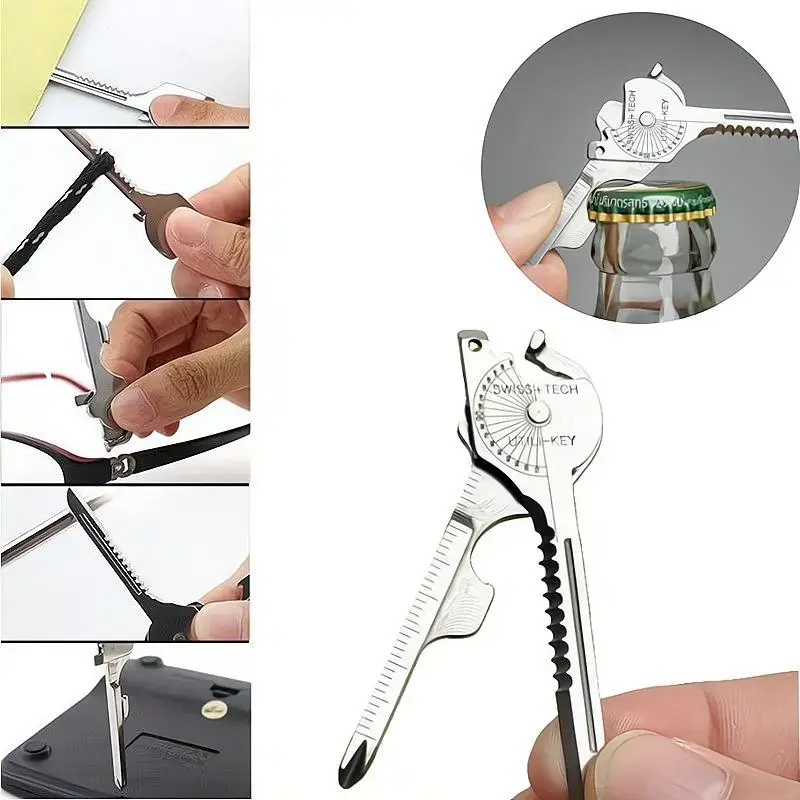 8-in-1 Screwdriver Keychain, Multifunctional and Practical Tech Tool Keychain, Outdoor Screwdriver, Bottle Opener Keychain, Hiking Tool, Christmas Gift, Outdoor Camping and Hiking, Camping Gear