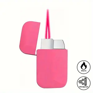 [Pink Flame Torch Lighter] Windproof Metal Refillable Butane Lighters, Pink Flame Torch Lighters | Outdoor Camping BBQ Candle, Great Gifts for Girls, Birthday Women, Mother's Day (No Butane Gas Required)