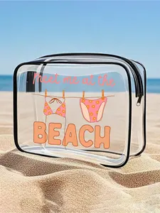 Waterproof PVC Beach Bag, Shell and Starfish Decor, Lightweight Sunscreen Makeup Bag, Unisex Summer Travel Bath Bag, Large Capacity