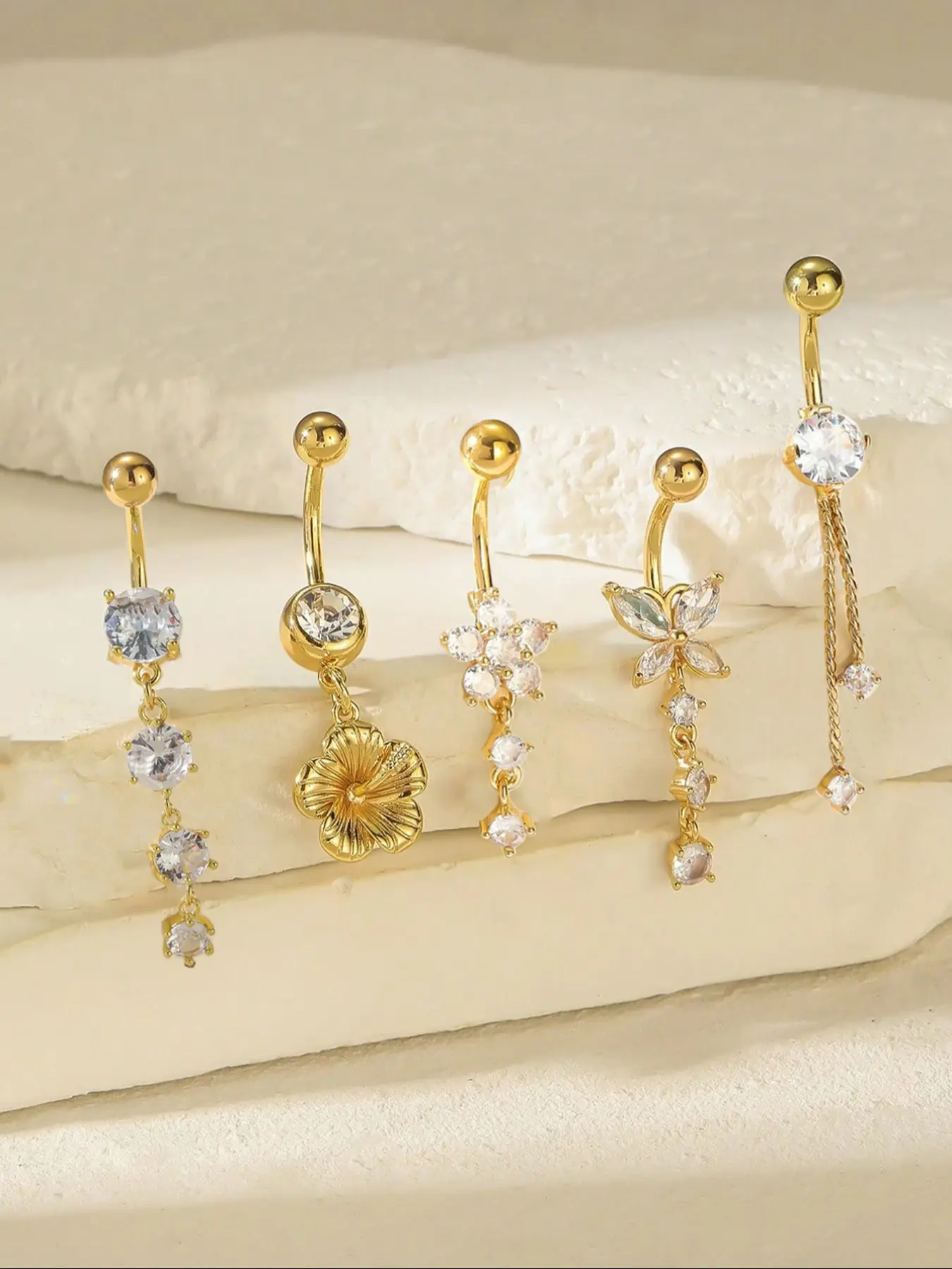 Women's Stainless Steel Material Cz Gemstone Belly Ring Set, Butterfly Heart Zirconia Paved Navel Jewelry, Party Style Body Piercing Gift, Cubic Zirconia Jewelry, Belly Button Jewelry, Fashion Body Jewelry, Body Jewellery