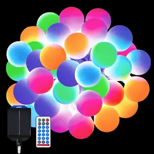 LED Fairy Light String, Solar Powered Ball Shape, Warm Color Changing, 13 Lighting Modes, Remote Control, Water Resistant, Perfect for DIY Decor, Outdoor Solar Lights