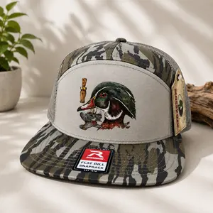 Wood Duck Hunting Flat Bill Camo Snapback Hat | Mallard Duck Art Trucker Cap | Waterfowl Hunter Outdoor Hat