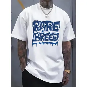 Men's T-Shirt Vintage Round Neck Comfortable Loose Casual All-match Fashion Graphic T-Shirt - Playful Design Street Style RARE BREED Printed T-Shirt, 100% Cotton Men, Loose Fit, Fashion Casual, Unique and Cool Design