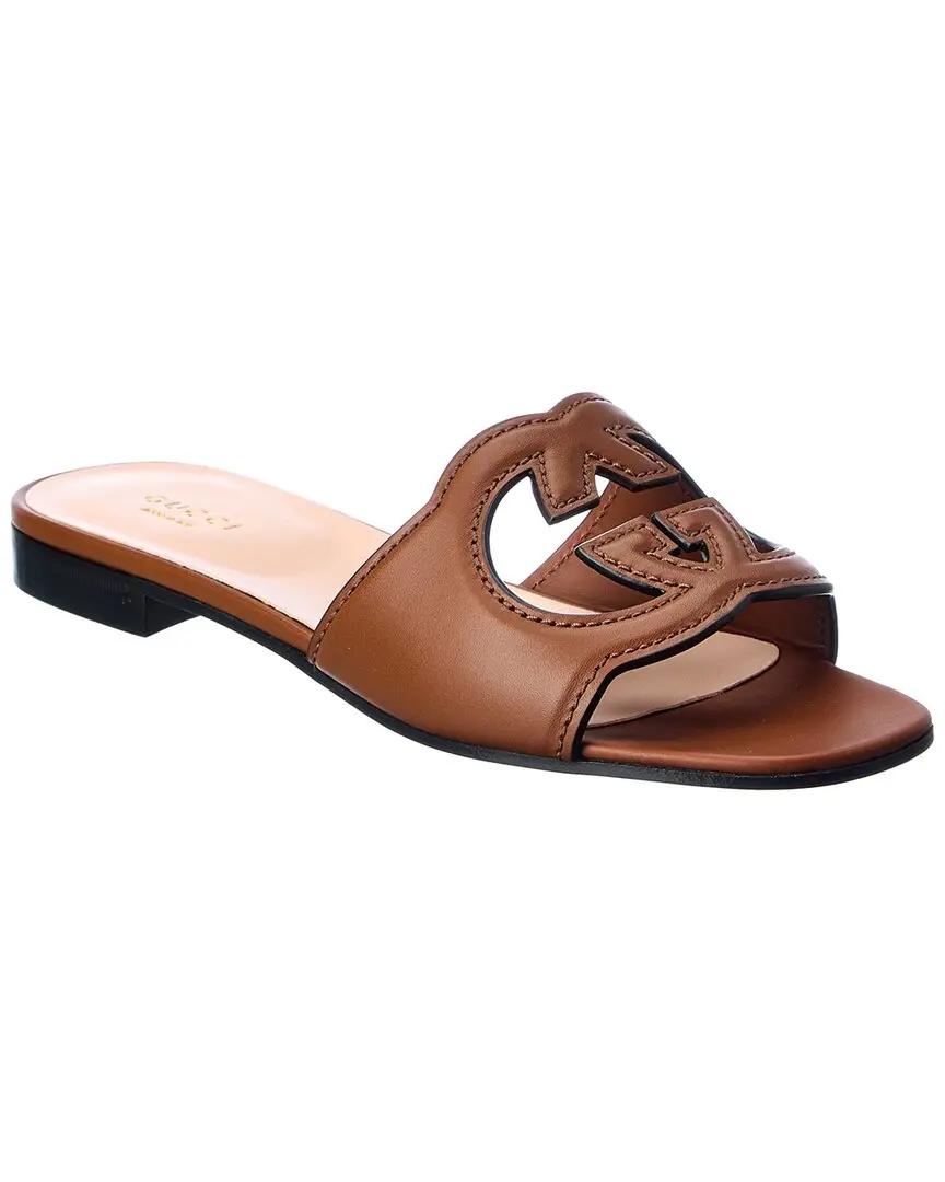 Gucci Interlocking G Cutout Leather Sandal