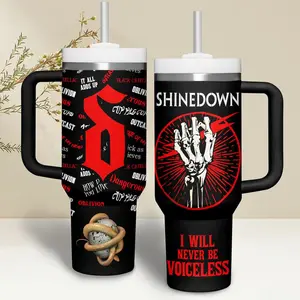 ShinedownBand Tumbler 40oz  With Handle Rock Fan Cup Stainless Steel Insulated Drinkware