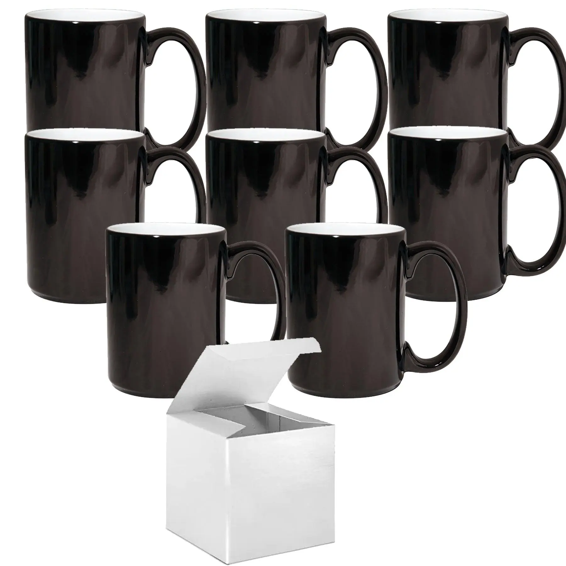 8 Pcs 15OZ El Grande Color Changing Sublimation Mugs | White Mug Gift Boxes Included