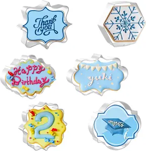 Plaques and Frames Cookie Cutters 6 count, 3.5'', 4'', for  Shower, Wedding, Birthday