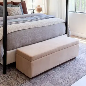 Paxton 60" Velvet Storage Bench with Hidden Lift Top