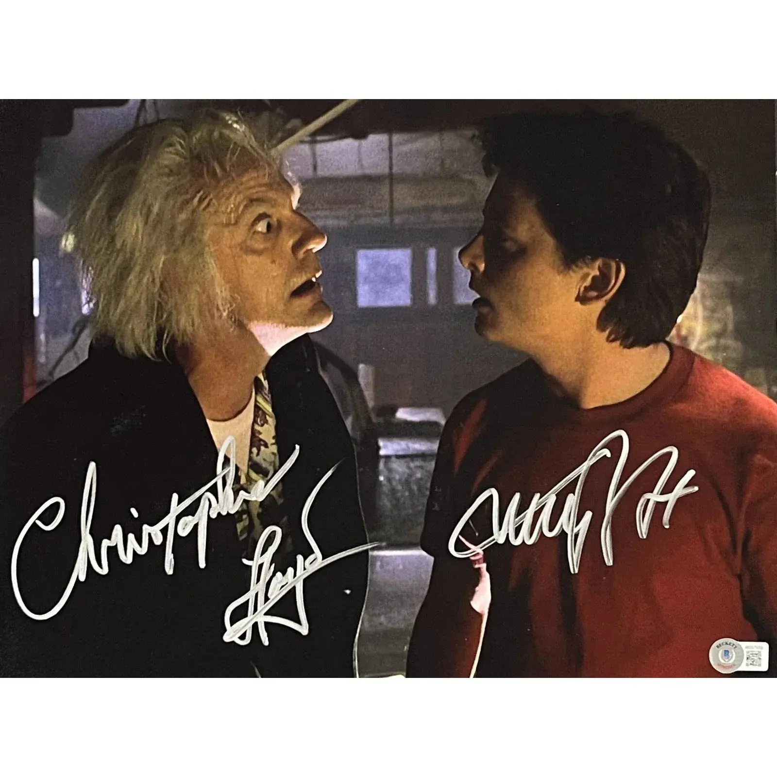 Michael J Fox & Christopher Lloyd Authentic Autographed 11x14 Photo