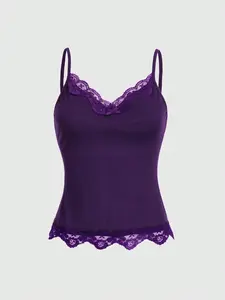 ROMWE Contrast Lace Cami Top, School