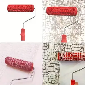 DIY Paint Roller 7 Inch, Patterned Decorative Art Texture, Crocodile Skin Wood Grain Design, Plastic Handle for Easy Application