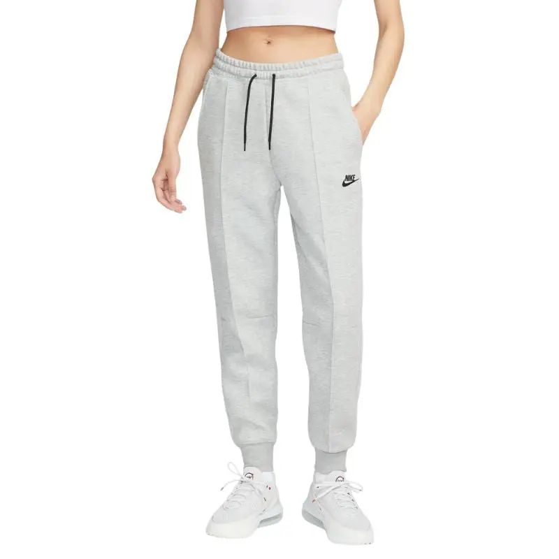 NIKE Women's Tech Fleece Mid-Rise Casual Joggers - Lightweight Cotton Blend, Zippered Pockets, Tailored Cut, Snug Elastic, Smooth-On-Both-Sides Fleece for Casual Training, Walking, Clothes, Drawstring, Zip Pockets, Ankle, Elastic Waistband, Female