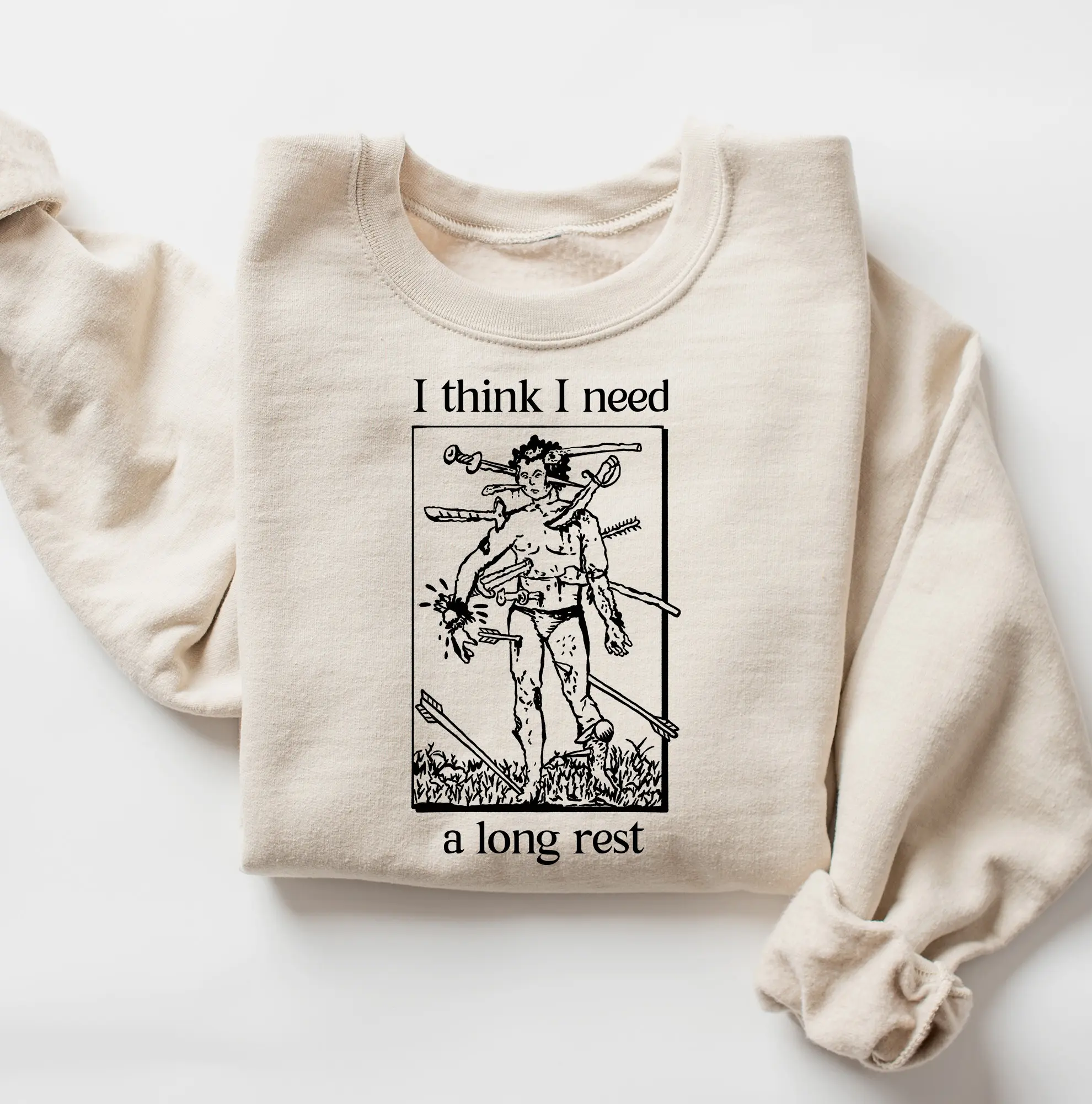 Comfort Colors I Need a Long Rest DND Premium Heavyweight Sweatshirt - Dungeons and Dragons Sweatshirt - Funny DND Gift