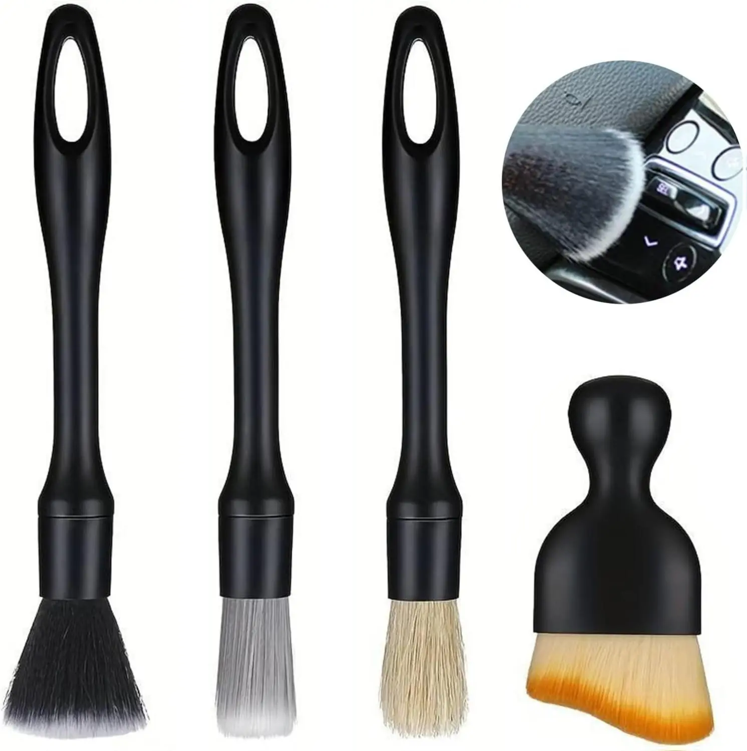 Car Detailing Brush Set, 4PCS Ultra Soft Detail Brushes for Interior & Exterior Cleaning Professional Auto Detailing Brushes for Car Wash, Wheels, Dashboard, Air Vents, and More