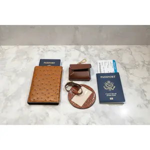 Collection XIIX 3-Piece Travel Gift Set - Brown Ostrich & Croc Print (NIB)