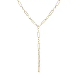 Dean Lariat Necklace with Chain Design and Pendant in Gold Finish