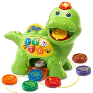 Chomp and Count Dino Green Interactive Baby Learning Toy with 130+ Songs Shapes Numbers and Food Pieces for Toddlers
