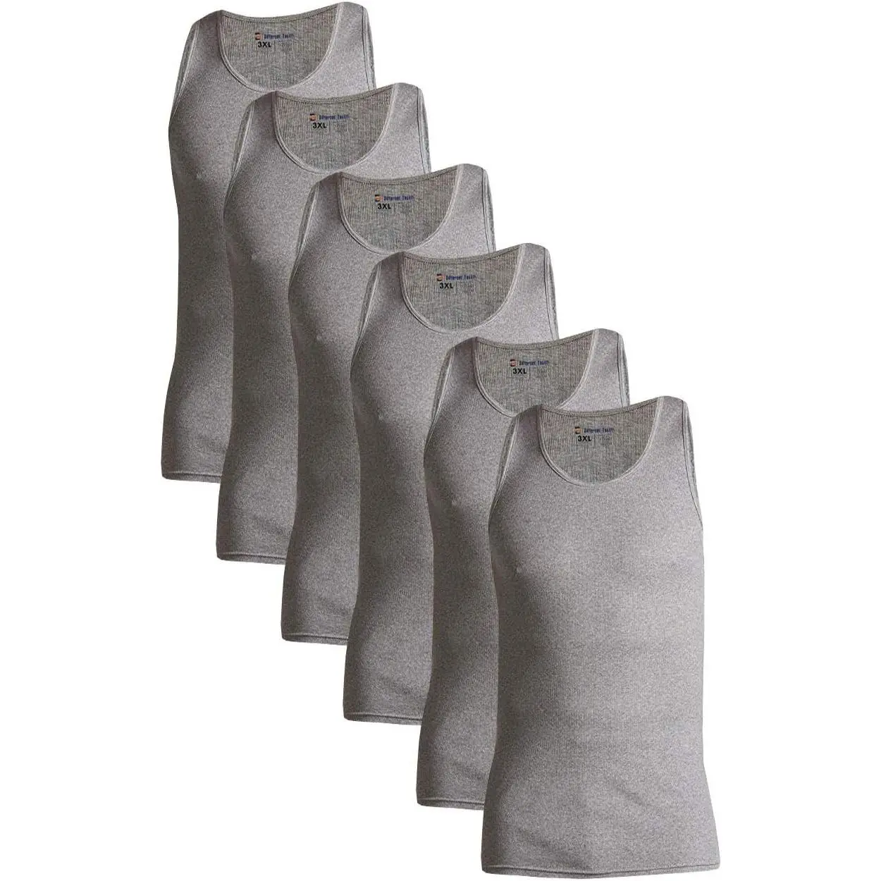 Different Touch 6-Pack Men's Big & Tall Muscle Fit Ribbed Fabric A-Shirt Cut Undershirts, Menswear Underwear Shirts with Machine Wash Compatibility