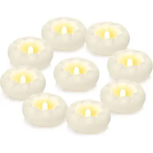 6pack Flameless Led Floating Candles, 3" Plastic Tealights  Operated Flickering 100+ Hour  for Cylinder Vases, Centerpieces at Wedding, Party, Pool, Holiday (White)