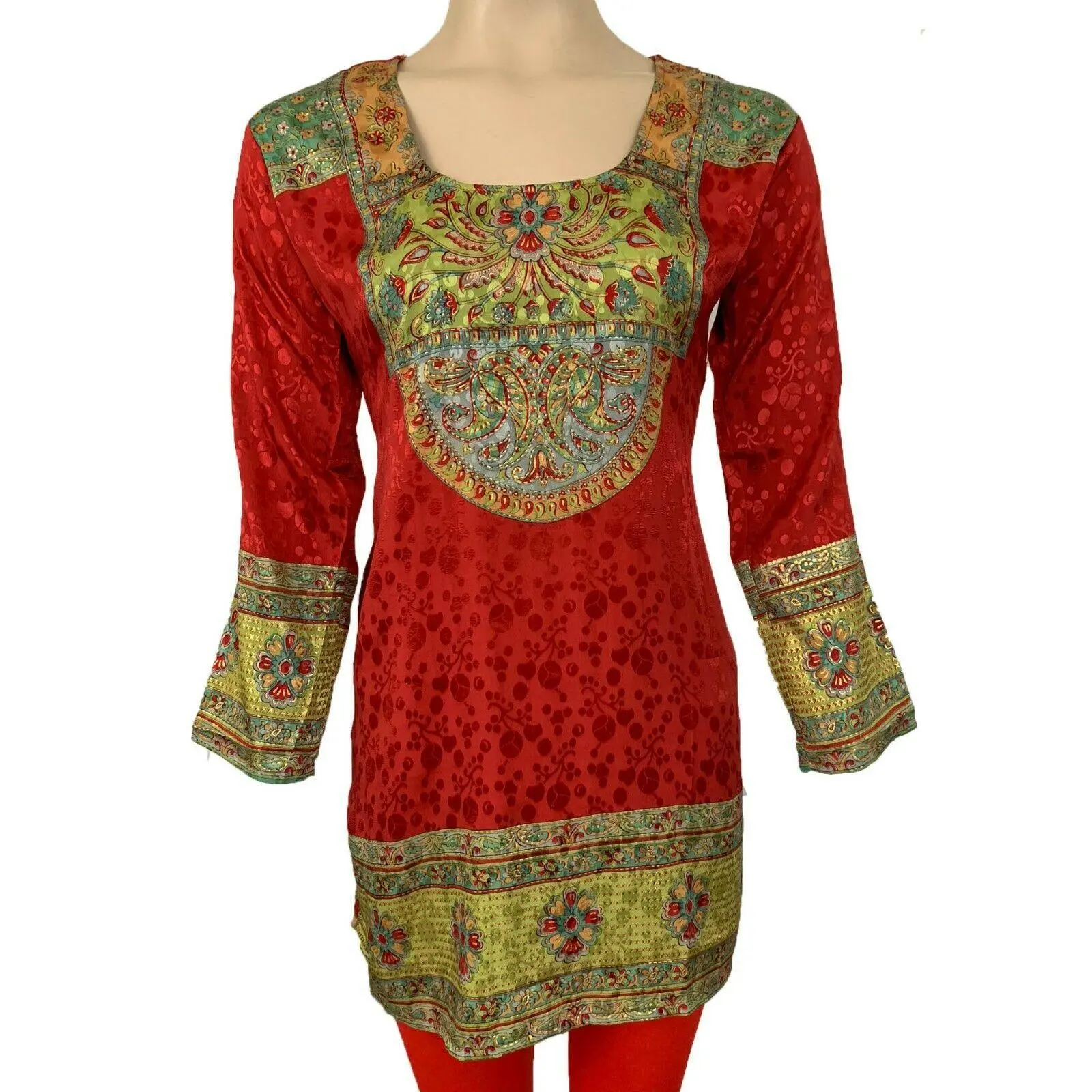 Women’s Printed Long Sleeves Crepe Kurti Tunic tops 1035-LM