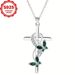 One S925 Silver Infinity Symbol Cross Pendant Necklace Suitable for Women's Fashion Gift 3.57g/0.126oz