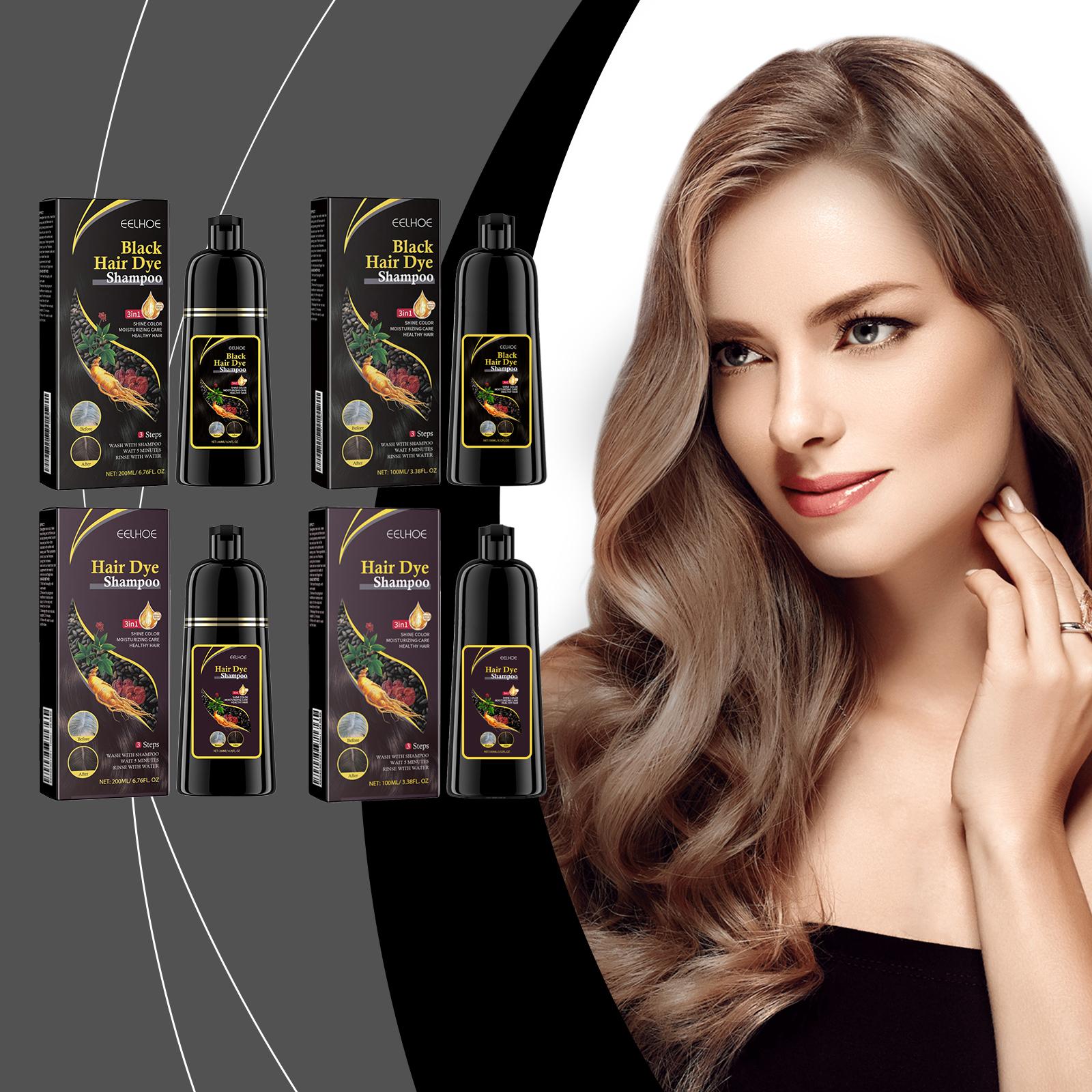 3 in 1 Hair Dye Shampoo - Can cover gray hairs,Herbal Ingredients,Contains Ginseng Extract,Natural Haircoloring, black hairdye