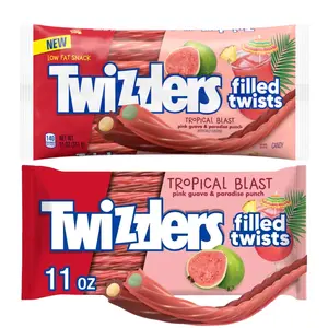 Twizzlers Filled Twists, Tropical Blast Flavor, Low Fat Snack 11 OZ. 2 Pack