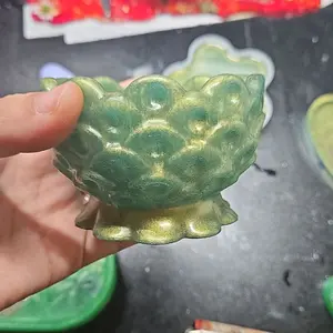 Scalloped Accent Bowl - Green Glass Design with Unique Scallop Edge for Decorative Use