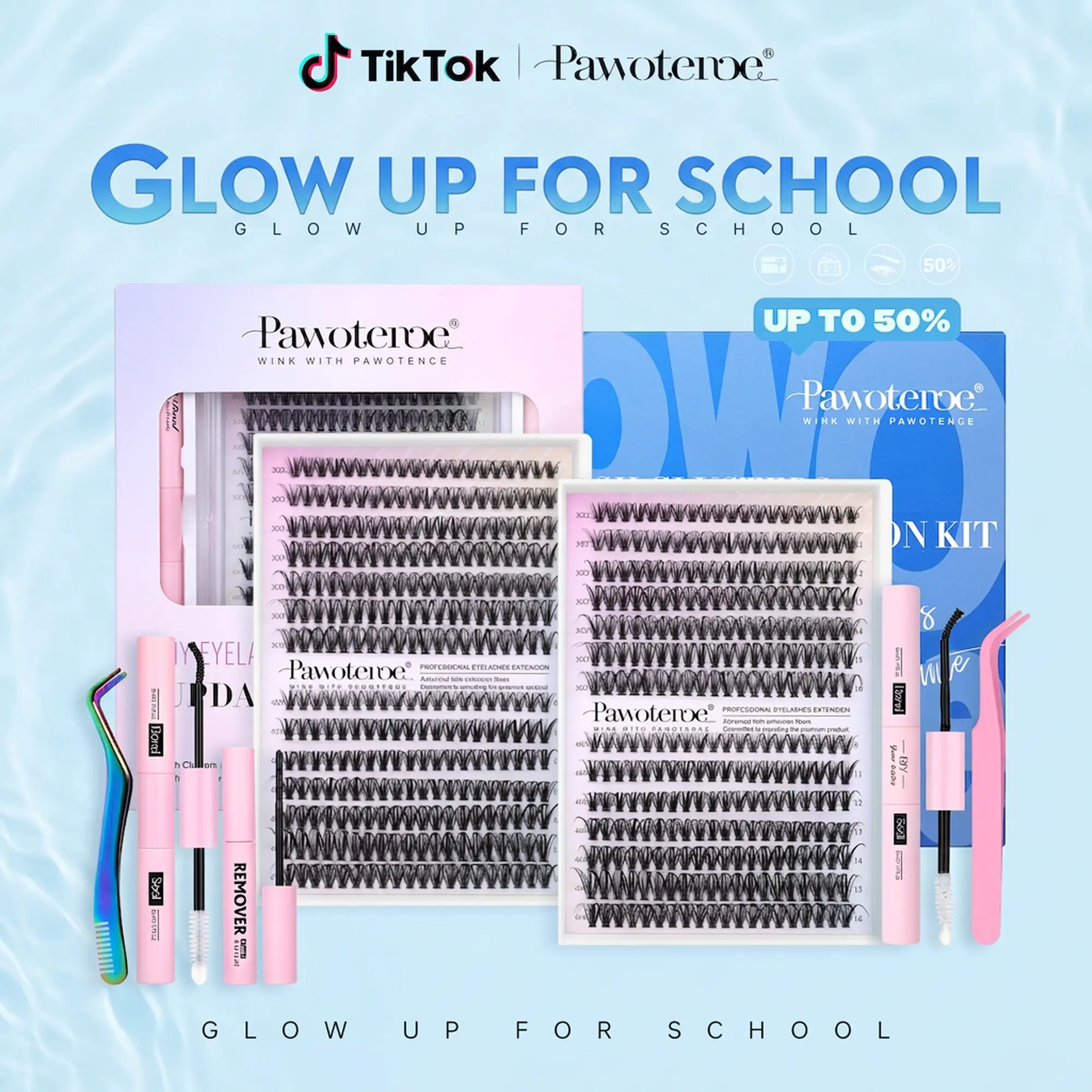 Pawotence Upgrade Lash Extension Kit DIY 280pcs Individual Lash Clusters Kit 30D&40D Cluster Eyelash Extensions Kit with Lash Bond and Seal, Lash Remover, Lash Tweezers for Self Use