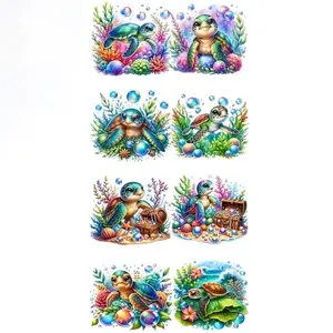 4pcs Sea Turtle UV DTF Cup Wraps Winter UV DTF Transfer Waterproof Sticker for Glass Cups Furniture Craft DIY Crafts Rub on Transfer Stickers for DIY Water Bottle Laptop Decal  Car Sticker Packs