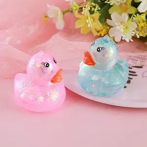 1Pc Kawaii Glitter Duck Squishy Toy, Soft Stretchable Squeeze Stress Relief Decompression Toy