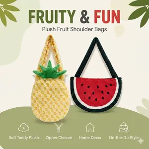 Cute, Soft Plush Pineapple Watermelon Shoulder Crossbody Bag, Home Hanging Decor, Home Accessories, Travel Packing Pouch
