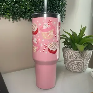 Conchas Cantarito Navideño Stainless Steel 40 oz Tumbler with Straw Drinkware Traditional Mexican Water Bottles Portable Insulated Flask