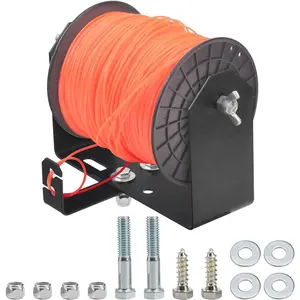 Heavy Duty Stainless Steel Weed Wacker Trimmer Line Holder W/Mounting Hardware, Adjustable Width (4.5"-8.6") Bracket, Supports 3 & 5 Pound Spools for Landscape Trailer Organization Accessories, Black