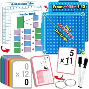 Multiplication Flash Cards + Math Board, Math Manipulatives Math Flash Cards, Math Games Time Table Chart Flashcards