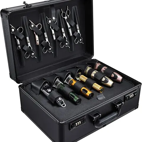 Large Barber Carrying Case with Code Lock Hairdresser Tool Box Organizer Traveling Case Portable Travel Barber Suitcase