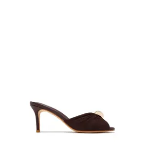 Olivia Peep Toe Single Sole Heels - Brown