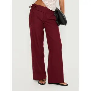 Good Riddance Pleat Tie Slouch Pants Burgundy