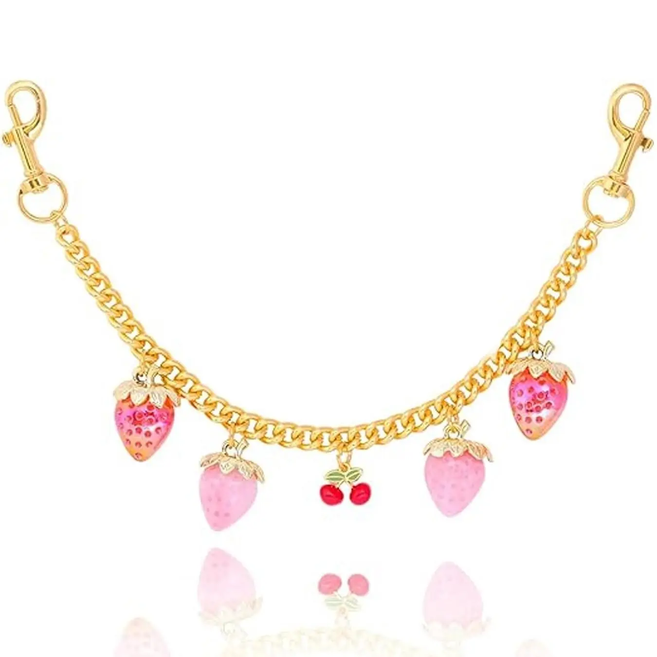 Cute Fashion Strawberry Cherry Bag Extender Chain, Handbag Wallet Jean Chain Decoration, Stylish Pants Accessory, Chain Strap