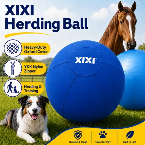 xixiPup Durable & Tough Fabric Dog Herding Ball Toy for High-Energy Dogs - Inflatable Outdoor Exercise Toy, YKK Zipper-Secured Inner Ball, Firm Round Roll, Easy to Clean, Encourages Chasing/Pushing, 18"/22"/25" Large Rubber Camping Essential