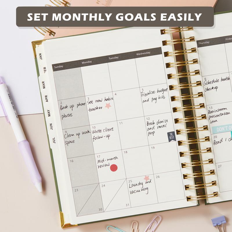 2026 Daily & Monthly Planner/Calendar, January 2026 - December 2026 Hardcover Planner Book With Monthly Tabs, Inner Pocket, Flexible Cover, A5 Compact Size (8.4"x5.7"), Perfect For Women & Men 2026 Daily & Monthly Planner/Calendar, January 2026 - December 2026 Hardcover Planner Book With Monthly Tabs, Inner Pocket, Flexible Cover, A5 Compact Size (8.4"x5.7"), Perfect For Women & Men