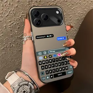 Keyboard & Chat Bubble Style with Emoji and Message Design Phone Case for iPhone 17 Pro Max/16 Pro Max/15Pro Max 15/14/13/12 & Samsung S25 Ultra All Models, Double-Layer TPU Shockproof Protective Cover