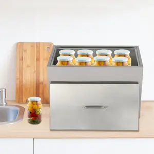 Water Bath Canner, 15 Quart Stove Top Canner Pot with 2 Canning Racks, 304 Food Grade Stainless Steel Large Stock Pot with Lid, Flat Bottom Brushed Canner, Holds 15 Quart Jars Cookware Sturdy