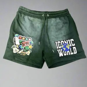 GREEN ICONIC GLOBAL-WIDE SHORTS