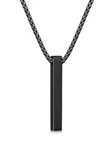 Rectangular Stainless Steel Pendant Necklace, Fashion Jewelry for Party, Daily Clothing Decor, Trendy All-Match & Exquisite Jewelry for Birthday Gift