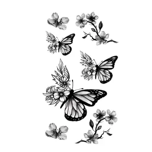2 pcs Black Butterfly Prints Temporary Waterproof Tattoo Sticker