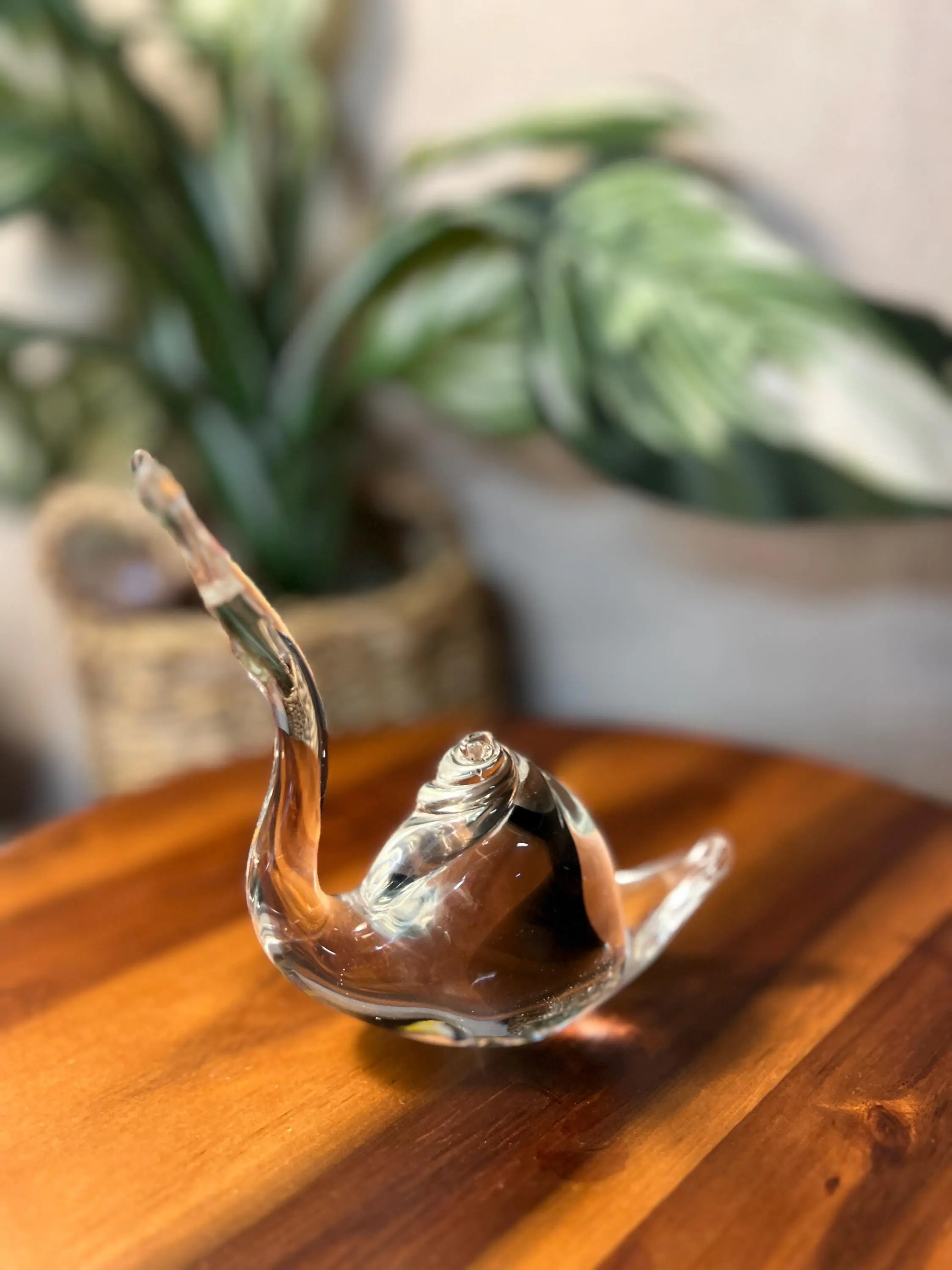 Vintage Silvestri Snail Figurine with Black-Inlaid Glass Shell, Home Decor, Room Decor