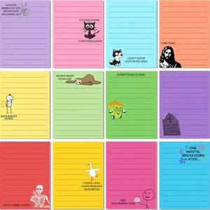 12pcs Funny Colleague Gifts Set, Sarcastic Office Stickers with Quirky Phrases & Passive Aggressive Jokes, 10.16x7.62cm Notebooks, Bright Colors, Decorative Stickers, Sticker Packs