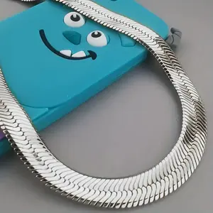 width Silvery plated Chain Necklace For Men, Herringbone Chain Classic Clavicle Chain Jewelry.Mens Hip Cuban Chian Style Necklace 18inch& 20inch&24inch&30inch choker chain necklace jewelry new chain fake jewelry men necklace hardjewelry